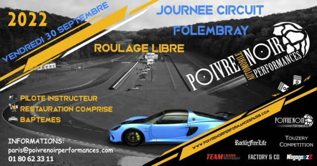 🔥Pour la 1er fois l’équipe Poivre Noir Performance privatise et organise un évènement de passionnés sur le circuit de Folembray le 30/09/22. 🏎
Le but de cette journée est de rassembler et de partager notre passion autour d’un volant, le tout en passant une belle journée tous ensemble.💥
Encore quelques places disponibles , contactez nous pour tout renseignements 📩
Vous retrouverez au programme :
-Du roulage libre « Open Pit lane »
-Des baptêmes auto et moto
-Pilote instructeur
-Open bar
-Restauration comprise
.
#porsche #gt #bmw #ferrari #elise #lotus #audi #lamborghini #mercedes #turbo #car #carrera #macan #instagood #supercars #supercar #exige #porscheclub #carporn #race #like #mclaren #porschelife #volkswagen #racing #monster #luxury #carlifestyle #cup #circuit